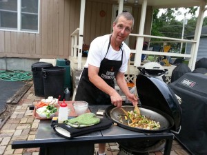 Hank and his stainless steel weber performer.