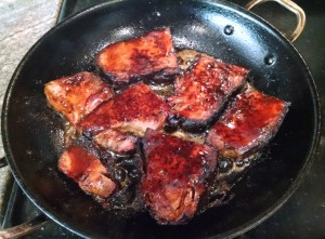 glazed unpulled pork steaks