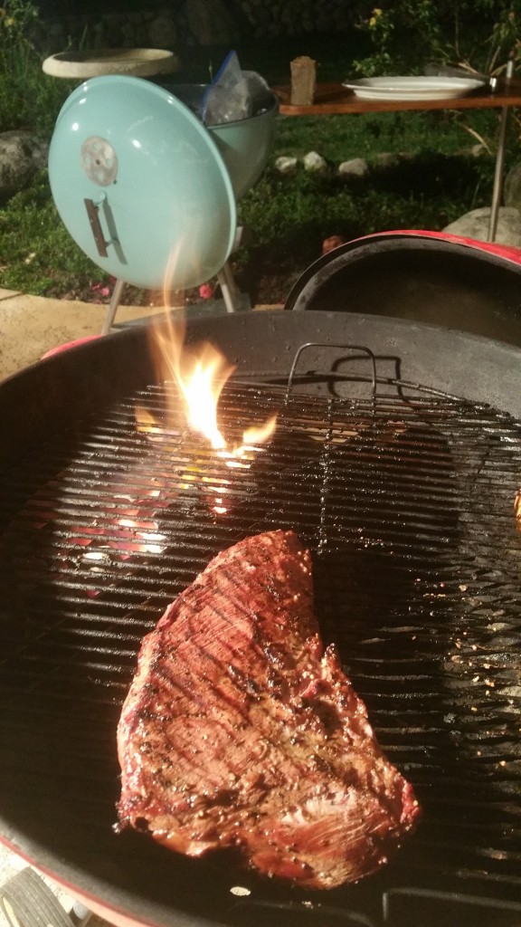 When it was time to sear, I really wanted to let it sit lid open to get things hotter - but I didn't. I was impatient because I actually had 3 other grills going behind me. After a few minutes of open grill time, the TriTip came out with GREAT color. The above photo was just after the first 3 minutes before it got really hot. And I failed to get more pics after. I apologize :) I toasted long cheddar breads and served the sliced TriTip sandwiches with havarti and the beefy onions. They were the best sandwiches I've ever produced. 
