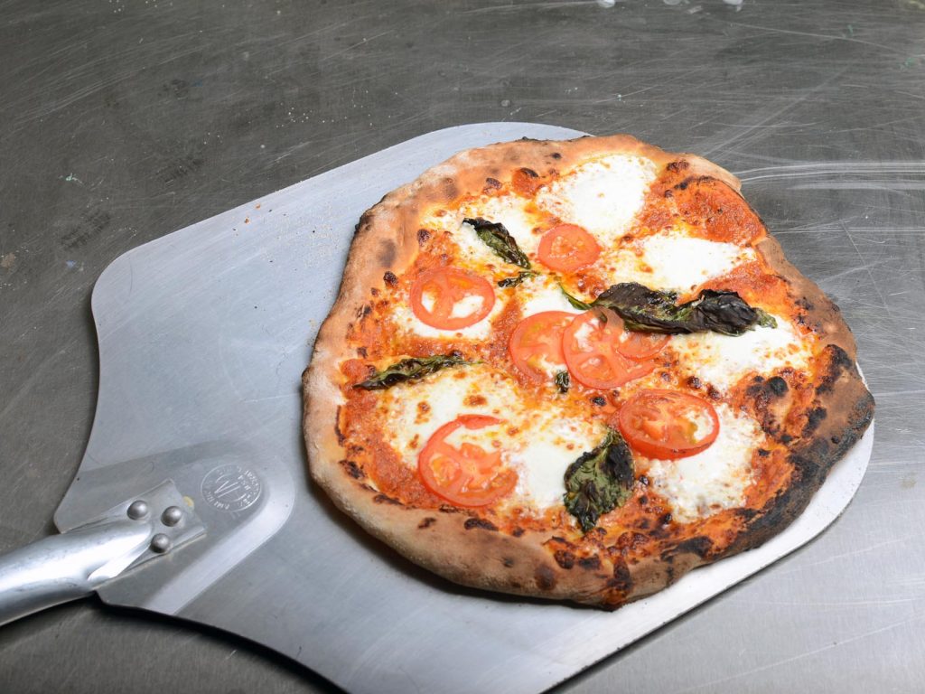 Tomato, mozzarella, basil pizza