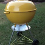 Side photo of 22" yellow kettle