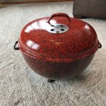 Orange and Black Speckled Custom bowl and lid side view