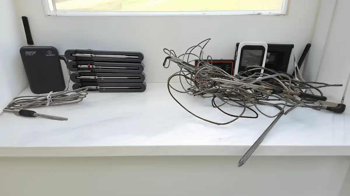 RFX Meat by Thermoworks is much easier to store than traditional bbq thermometers and their probes